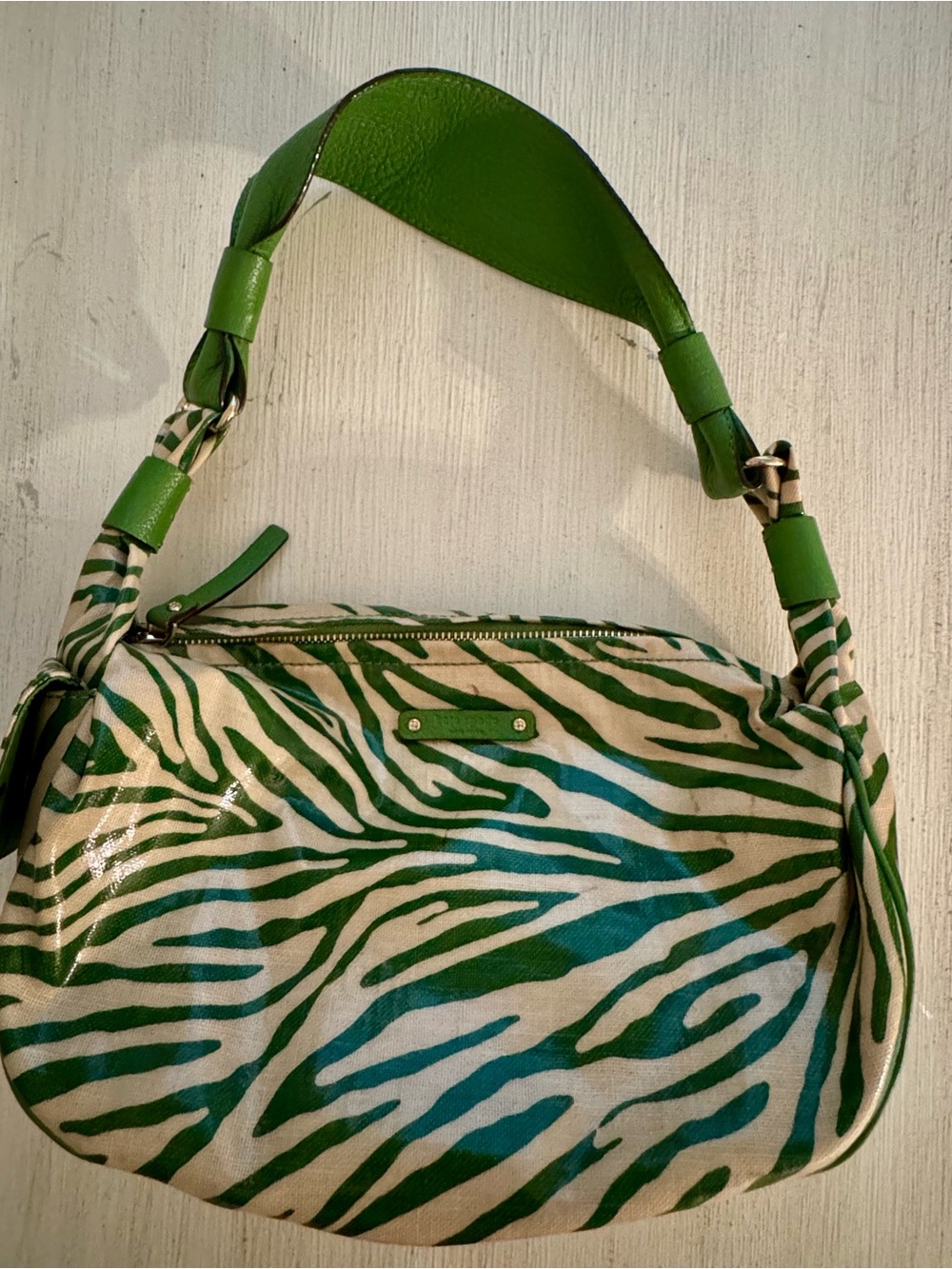 Vintage Kate Spade green zebra handbag